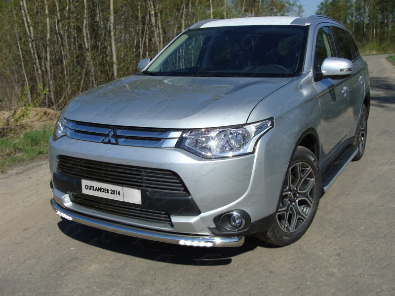 Защита передняя нижняя (с ходовыми огнями) 60,3 мм для MITSUBISHI Outlander 2014-2015 - Экстерьер - MITSUBISHI - Mitsubishi Outlander