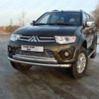 Защита передняя нижняя (двойная) 76,1/75 мм для MITSUBISHI Pajero Sport 2013-2015 - Экстерьер - MITSUBISHI - Mitsubishi Pajero Sport