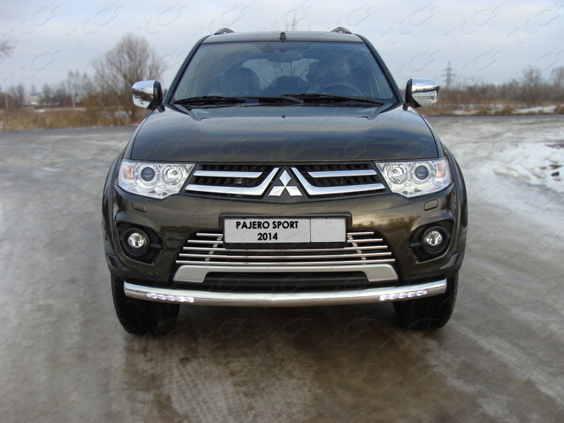 Защита передняя нижняя (с ходовыми огнями) 76,1 мм для MITSUBISHI Pajero Sport 2013-2015 - Экстерьер - MITSUBISHI - Mitsubishi Pajero Sport