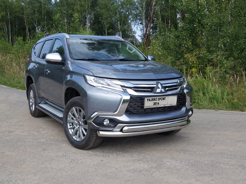 Защита передняя нижняя (двойная) 76,1/75 мм для MITSUBISHI Pajero Sport 2016-2020 - Экстерьер - MITSUBISHI - Mitsubishi Pajero Sport