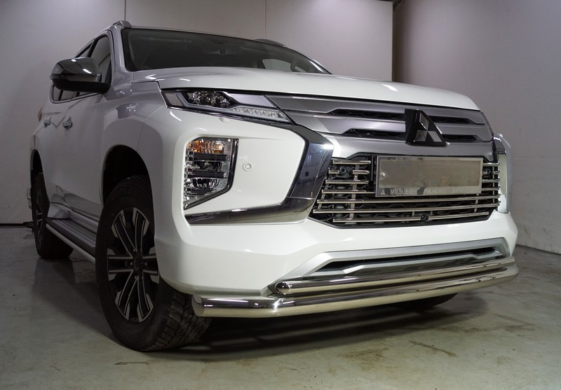 Защита передняя нижняя (двойная) 76,1/42,4 мм для MITSUBISHI Pajero Sport 2021- - Экстерьер - MITSUBISHI - Mitsubishi Pajero Sport