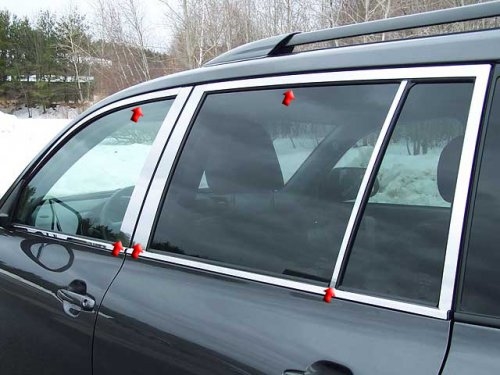 Toyota Highlander 08 Накладки стоек дверей + молдинги окон, нержавейка, 10 частей - Экстерьер - TOYOTA - Toyota Highlander