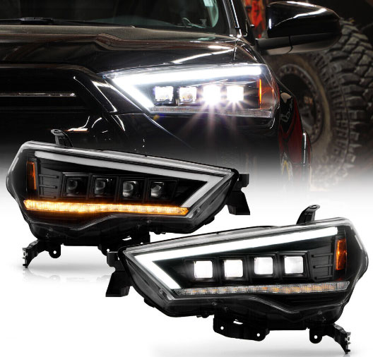 4Runner 2014- Оптика диодная, LED ДХО с динамическими поворотниками, черная, комплект - Доп. свет - TOYOTA - Toyota 4Runner