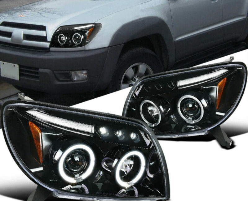4Runner 03-05 Оптика линзованная, LED ДХО с ангельскими глазками, черная, комплект - Доп. свет - TOYOTA - Toyota 4Runner