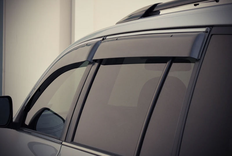 Highlander 08-13 Дефлекторы наклеивающиеся на окна WELLvisors, дымчатые с хром молдингом, 4 штуки - Экстерьер - TOYOTA - Toyota Highlander