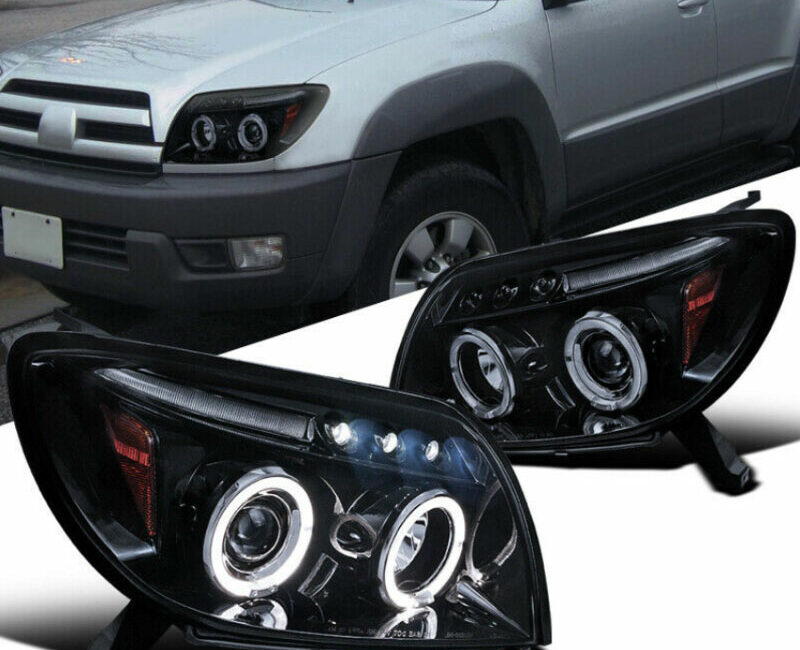 4Runner 03-05 Оптика линзованная, LED ДХО с ангельскими глазками, дымчатая, комплект - Доп. свет - TOYOTA - Toyota 4Runner