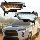 4Runner 14-20 Оптика диодная, LED ДХО с последовательным поворотником, черная, комплект - Доп. свет - TOYOTA - Toyota 4Runner