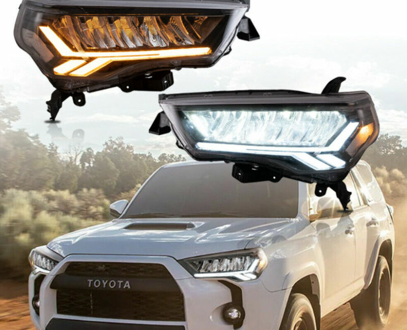 4Runner 14-20 Оптика диодная, LED ДХО с последовательным поворотником, черная, комплект - Доп. свет - TOYOTA - Toyota 4Runner