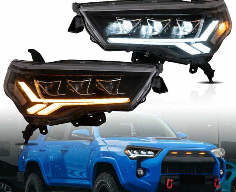 4Runner 14-20 Оптика диодная V2, LED ДХО с последовательным поворотником, черная, комплект - Доп. свет - TOYOTA - Toyota 4Runner