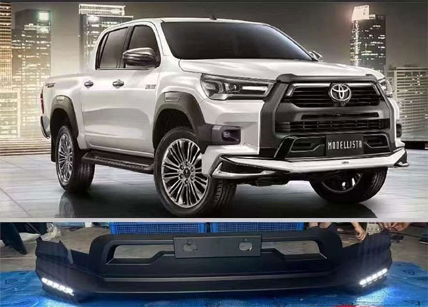 Hilux 2020- Накладка на передний бампер в стиле Modellista, с ходовыми огнями и поворотниками - Экстерьер - TOYOTA - Toyota Hilux