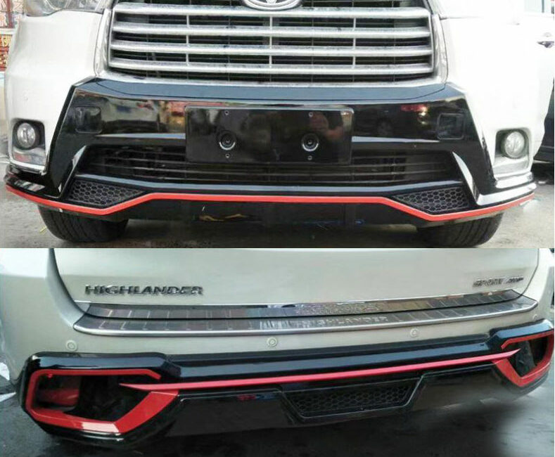Highlander 2014-2016 Накладки бамперов черно-красные - Экстерьер - TOYOTA - Toyota Highlander