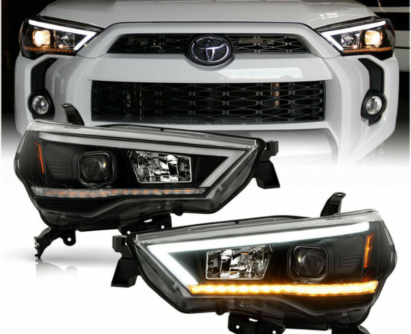 4Runner 14-20 Оптика линзованная LED ДХО с динамичным поворотником, черная, комплект - Доп. свет - TOYOTA - Toyota 4Runner