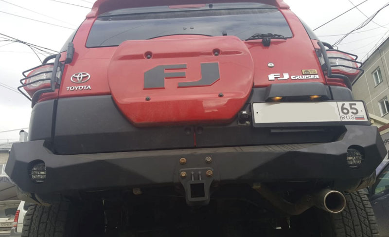 FJ Cruiser Задний силовой бампер, черный, с фаркопом, сечение квадрата 50мм - Силовые бамперы - TOYOTA - Toyota FJ Cruiser