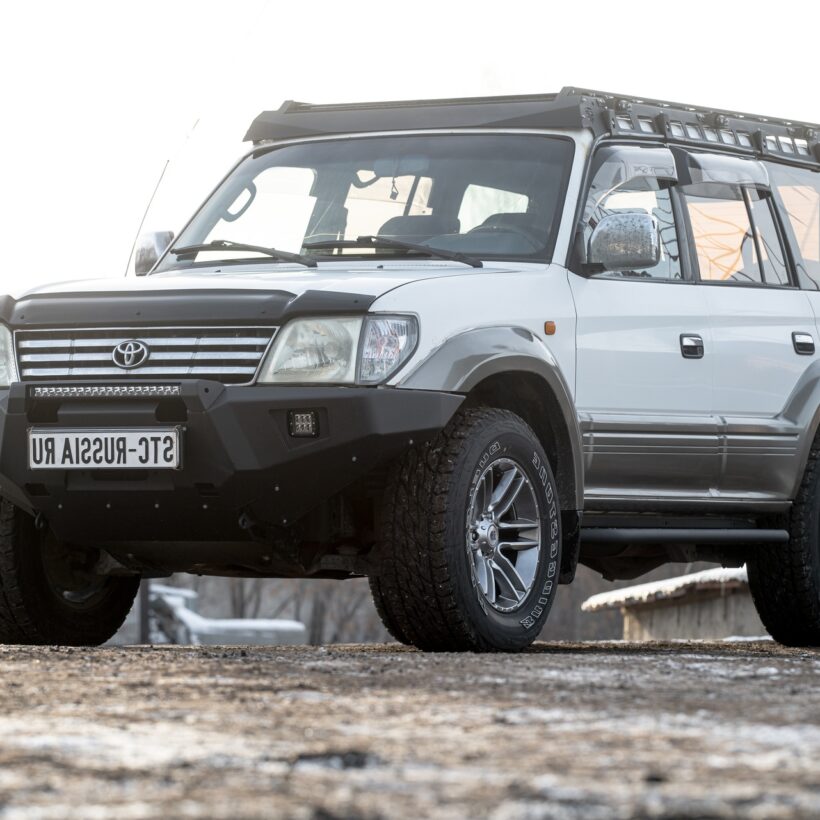 Багажник экспедиционный Toyota Land Cruiser Prado 95 ШТОРКА дальний, рабочий свет - Багажники